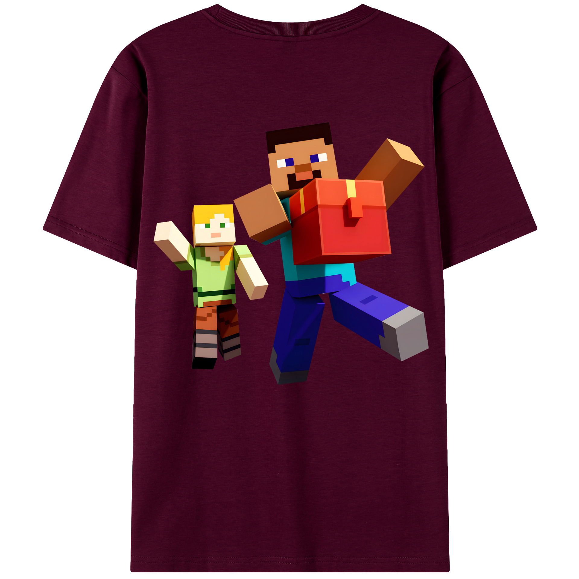（画像用） マインクラフト ブロックの世界 Minecraft MC Block world レディース半袖Tシャツ(バックプリント)